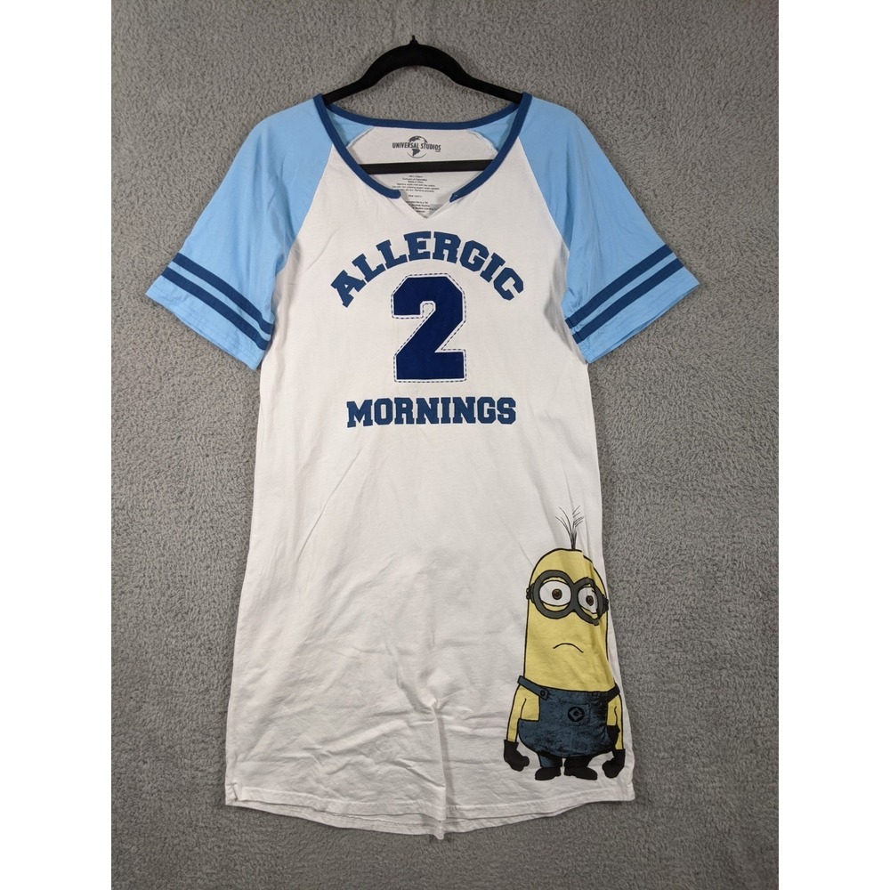 Universal Studios Minions "Allergic 2 Mornings" Sleep Shirt Women M Team Sleep